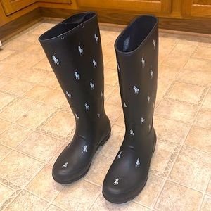 Ralph Lauren Polo Black Rain Boots Size 7 US